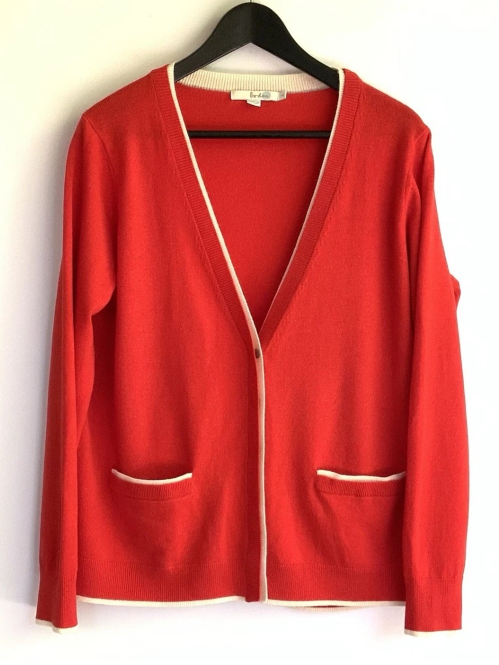 Boden Wool Cashmere Contrast Trim Cardigan L